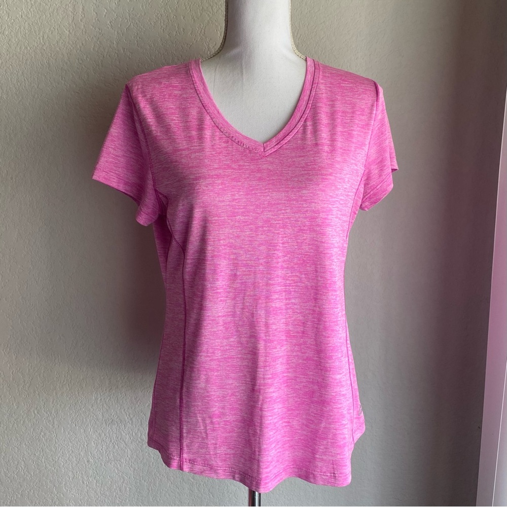 Reebok Pink Heathered V-Neck Women's Tee